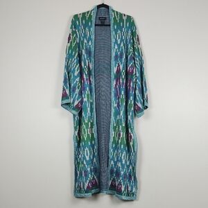 Knit Kimono Long Cardigan Duster Ashro Southwestern Boho Tribal Plus 2X
